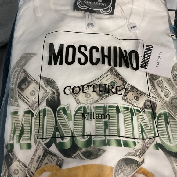 MOSCHiNO TEDDY LOVES CURRENCY TEE - Picture 2 of 4
